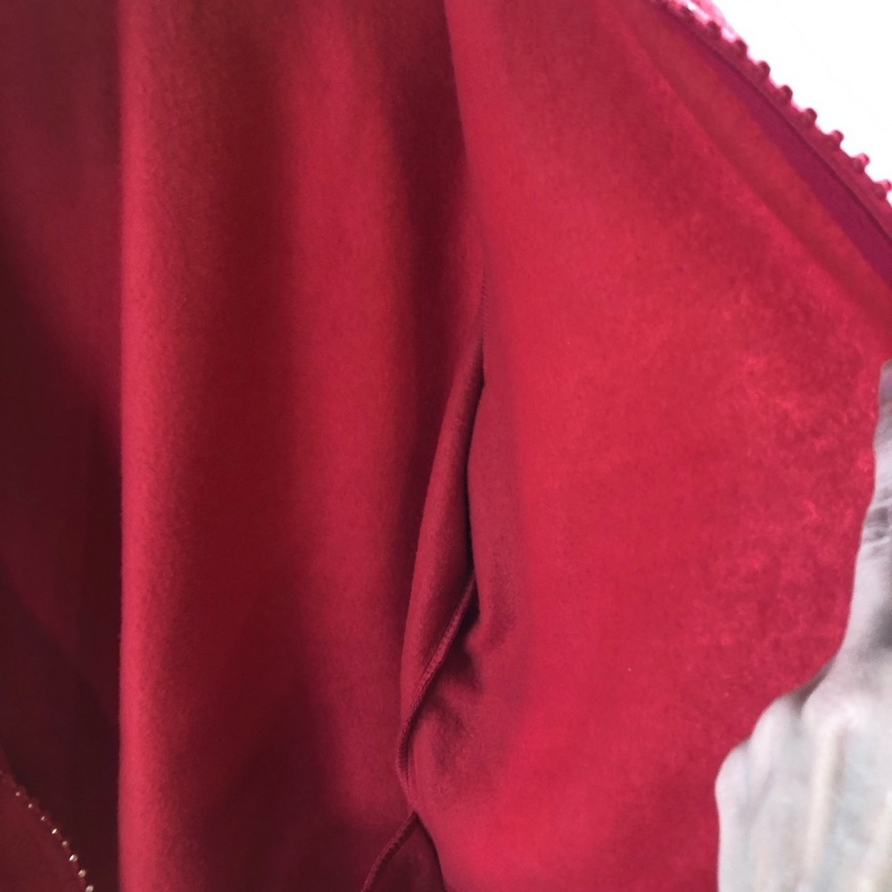 Quacker Factory Fleece Hoodie Women’s 1X Red Jeweled Rhinestone Zipper Cozy - Picture 10 of 13